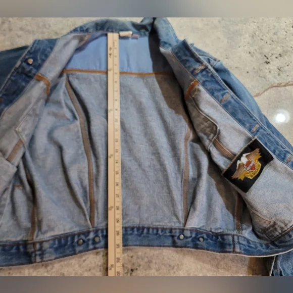 Vintage Harley Davidson Logo Denim Button Jean Jacket Unisex Men's Medium - Picture 6 of 13